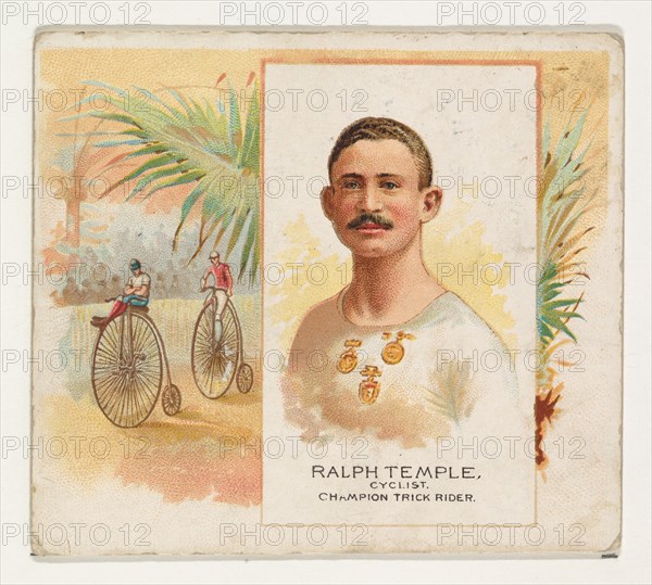 Ralph Temple, Cyclist, Champion Trick Rider, from World's Champions, Second Series (N43) for Allen & Ginter Cigarettes, 1888.