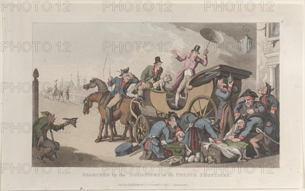 Searched by the Douaniers on the French Frontiers, from "Journal of Sentimental Travels in the Southern Provinces of France, Shortly Before the Revolution", 1821.