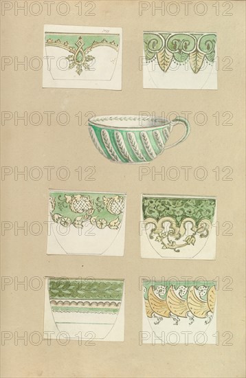 Seven Designs for Decorated Cups, 1845-55.