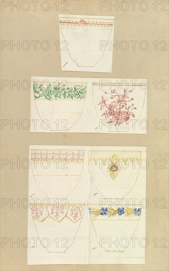 Seven Designs for Decorated Cups, 1845-55.