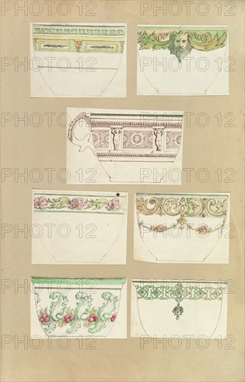 Seven Designs for Decorated Cups, 1845-55.