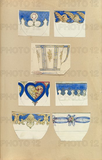 Seven Designs for Decorated Cups, 1845-55.