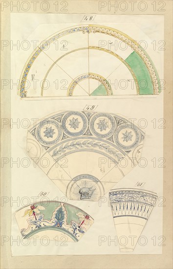 Seven Designs for Decorated Plates, 1845-55.