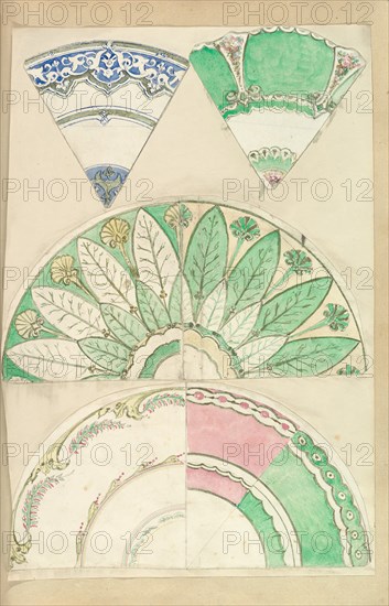 Seven Designs for Decorated Plates, 1845-55.