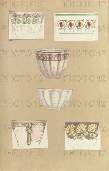 Six Designs for Decorated Cups, 1845-55.