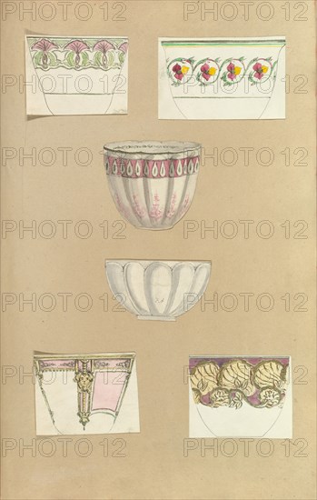 Six Designs for Decorated Cups, 1845-55.