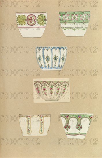 Six Designs for Decorated Cups, 1845-55.