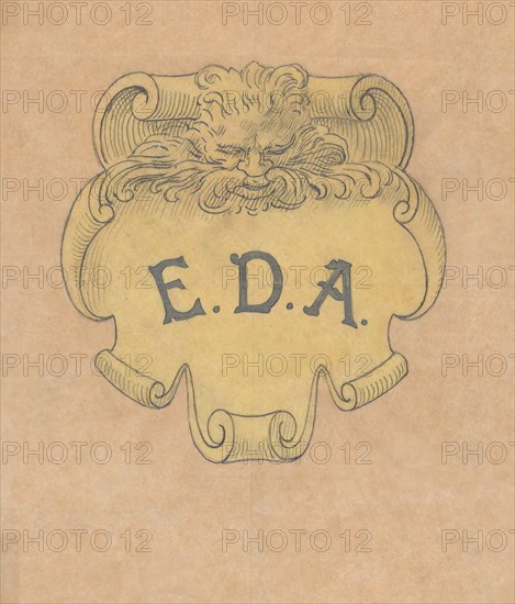 Study for a bronze name plate for Edward D. Adams, ca. 1892.