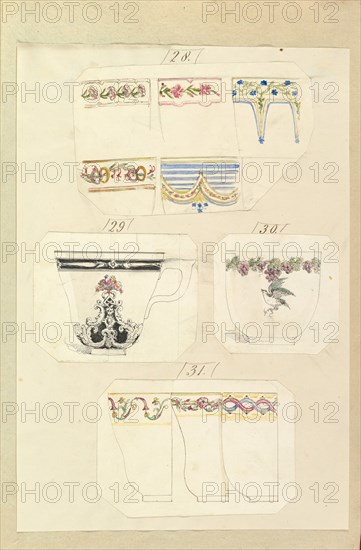 Ten Designs for Decorated Cups, including Osborne Pattern, 1845-55.