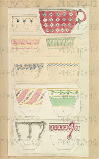 Ten Designs for Decorated Cups, 1845-55.