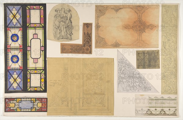 Ten designs for the decoration of the Opéra Comique, Paris, second half 19th century.