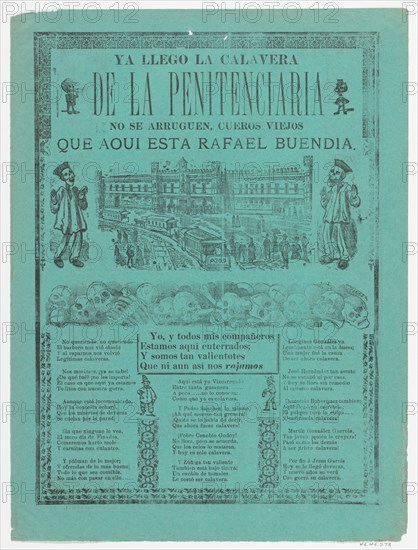 The arrival of the skeletons of the penitentiary (Posada); two skeleton angels in lower corners of verso (Manilla), 1902.