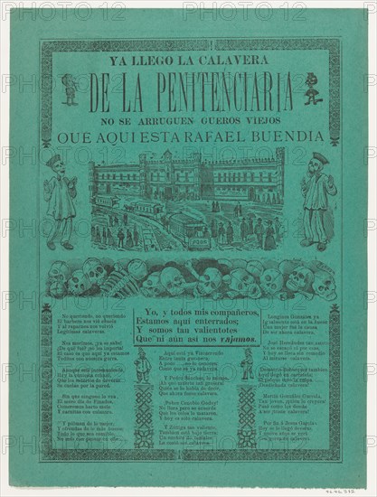 The arrival of the skeletons of the penitentiary (Posada); two skeleton angels in lower corners of verso (Manilla), 1902.