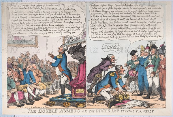 The Double Humbug or the Devils Imp Praying for Peace, January 1, 1814.