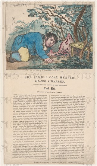 The Famous Coal Heaver Black Charley Looking into the Mouth of the Wonderful Coal Pit, February 25, 1805.