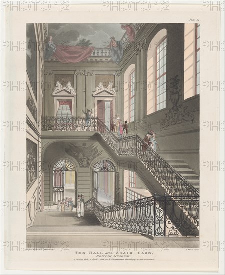 The Hall and Stair Case, British Museum, April 1, 1808.