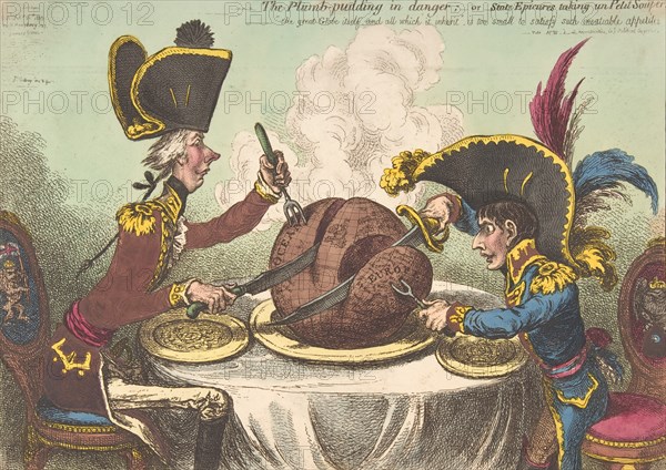 The Plumb-Pudding in Danger;-or-State Epicures Taking un Petit Souper, February 26, 1805.