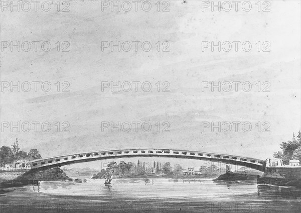 The Upper Bridge over the Schuylkill, Philadelphia?Lemon Hill in the Background, 1811-ca. 1813.