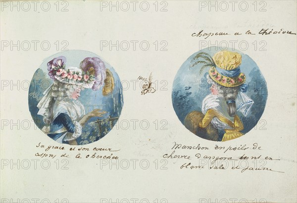 Two Costume Designs or Portrait Types, ca. 1785-90.