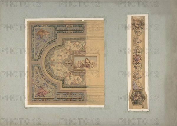 Two Designs for Ceiling with Putti and Allegorical Figures of the Arts, second half 19th century.