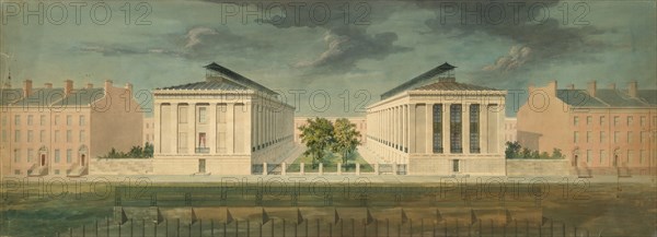 Unexecuted Design for Cross-Block Terrace Development (perspective), ca. 1831.