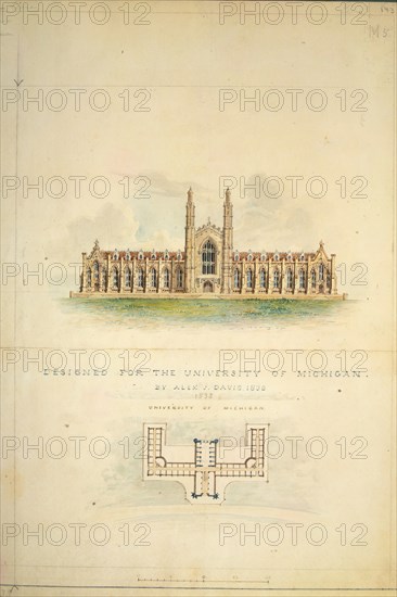 University of Michigan (elevation and plan), 1838.