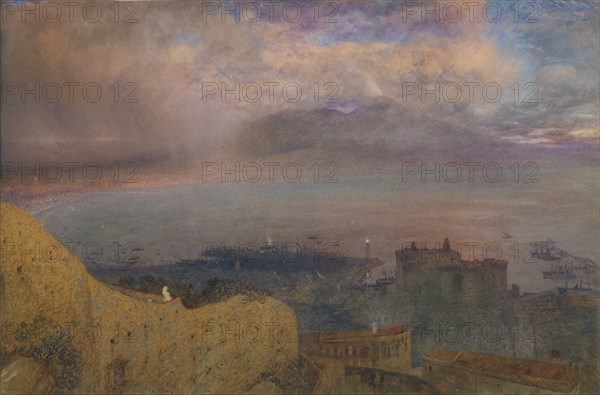 View of the Bay of Naples with Vesuvius, Smoking, in the Distance (Evening), 1871.