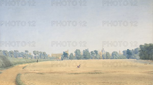 View of University Park looking towards New College, Oxford, after 1825.