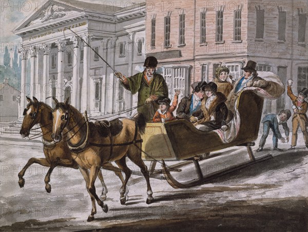 Winter Scene in Philadelphia?The Bank of the United States in the Background, 1811-ca. 1813.