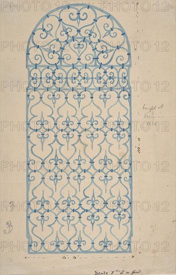 Wrought Iron Gate Design (recto), Sketches for Bracket (verso), 1870-1900.