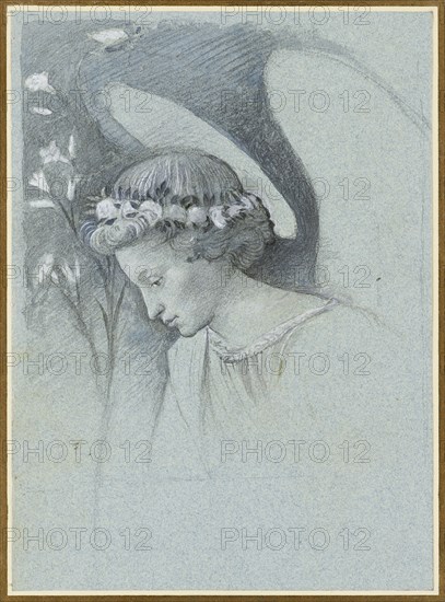 Study of the Head of the Angel Gabriel in Filippo Lippi's 'The Announcing Angel', 28 June 1870.