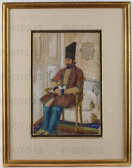 Portrait of 'Ali Quli Mirza, I'tizad al-Saltana, dated A.H. 1273/A.D. 1856-7.