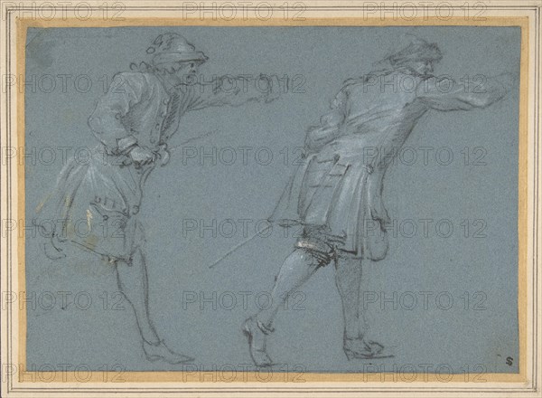 Study of Two Soldiers Swordfighting, 17th century.