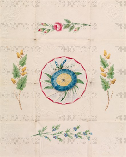 Cobweb Valentine with Morning Glory, 1840.