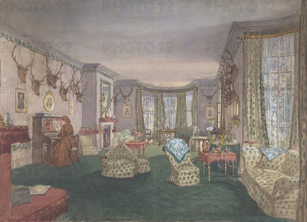 Drawing Room at Mar Lodge, Parish of Craithe and Braemar, Aberdeenshire, ca. 1860.