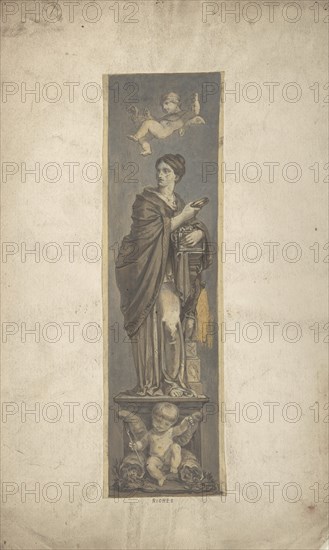 Wall Decoration with Allegorical Figure of Riches, 19th century.