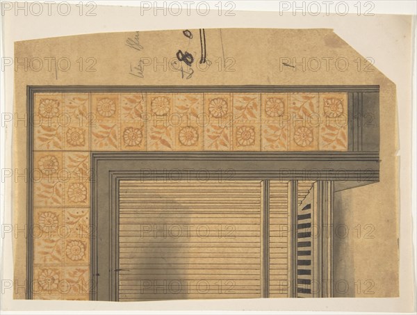 One half a Tiled Fireplace Surround, 19th century.