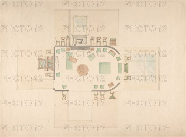 Plan and Elevations of a Room, early 19th century.
