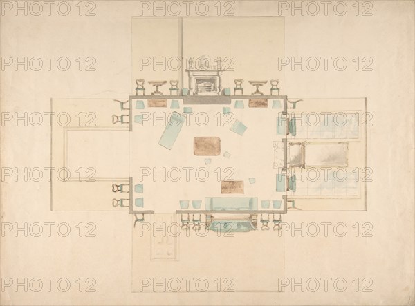 Plan and Elevations of a Room, early 19th century.