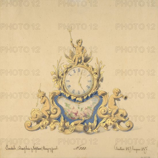 Design for a Clock with Neptune, 19th century.