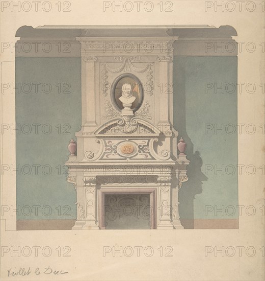 Design for Fireplace in French Renaissance Revival Style, 1856.