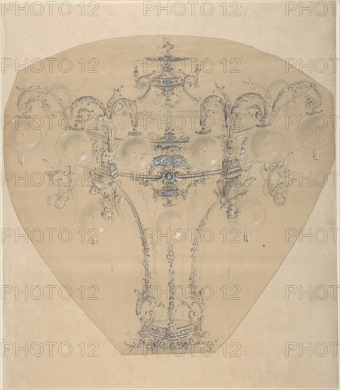 Design for a Gas Chandelier, 1850-70.