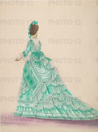 Fashion Study: Woman in a Green Dress, 19th century.