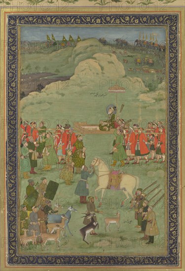 The Emperor Aurangzeb Carried on a Palanquin, ca. 1705-20.