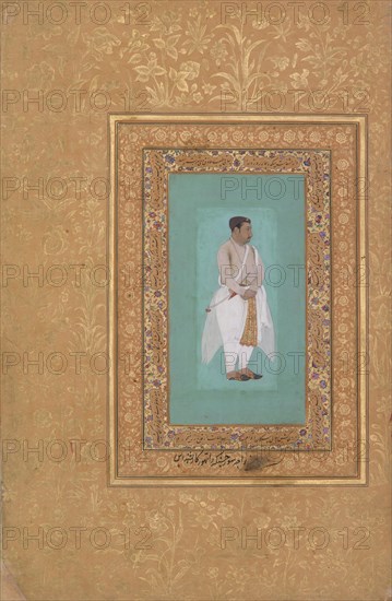 recto: "Portrait of Raja Suraj Singh Rathor", verso: Page of Calligraphy. Folio from the Shah Jahan Album, recto: late 16th century; verso: ca. 1640.