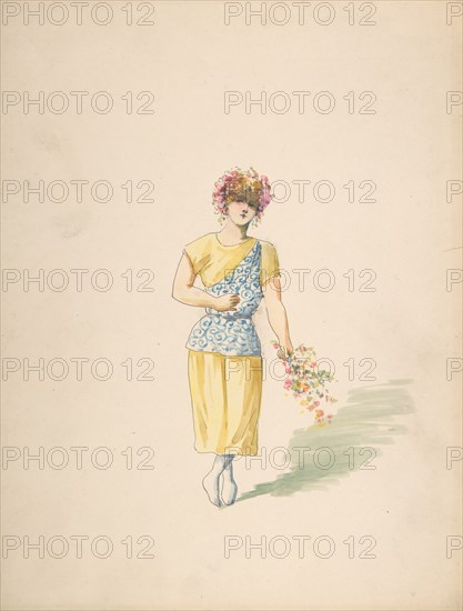 Costume for a Youth in Yellow and Blue, n.d..