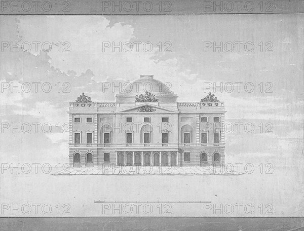 Design for the Facade of a Theater (Perspective), late 18th-early 19th century.