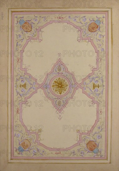 Design for Ceiling Decorated with Lavender Arabesques, 19th century.
