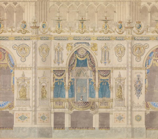 Elevation of the Royal Box for the Coronation of Louis XVIII, Reims Cathedral, n.d..