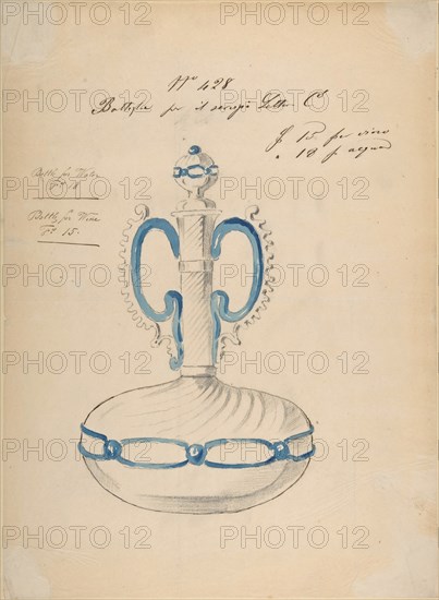 One of Twenty-Three Sheets of Drawings of Glassware (Mirrors, Chandeliers, Goblets, etc.), 1850-80.